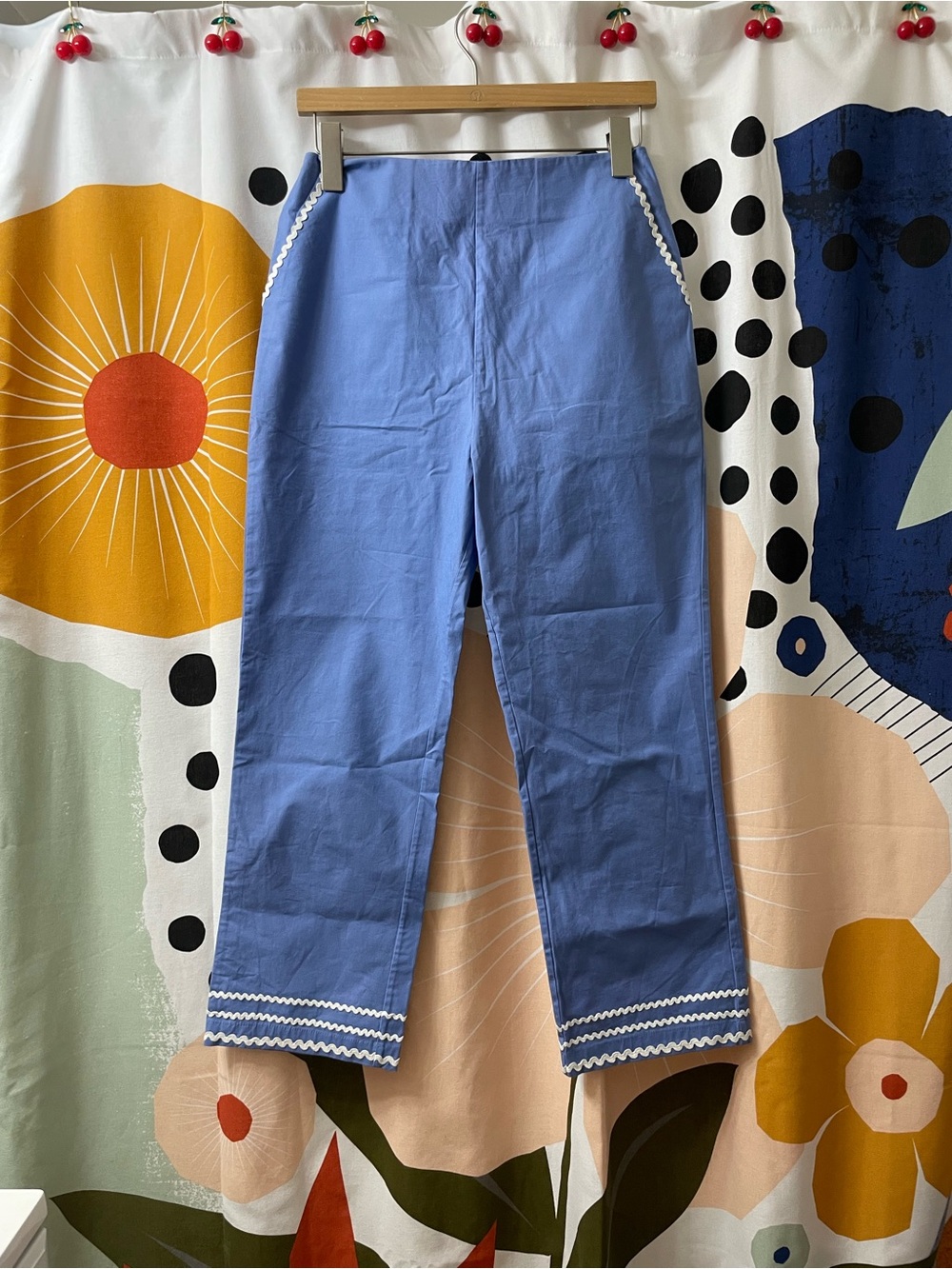 Lovers + Friends NWT Blue Ric Rac Trim Cotton Pants